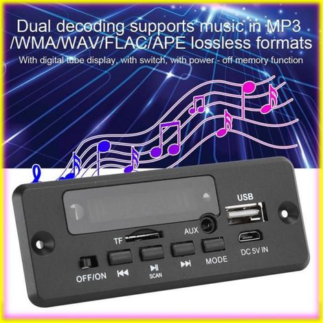 Carte Décodeur Mp3 USB BT V5.0, Lecteur Mp3, Module de Décodeur, Amplificateur D'affichage Numérique (1/4)