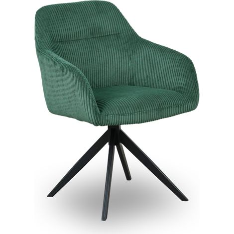 Chaise pivotante velours côtelé vert Thélyo (1/5)