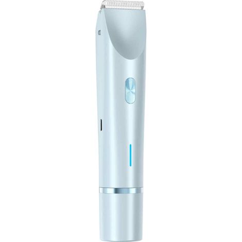 Rasoir électrique 2 en 1 bleu pour femmes – sèche ou humide, double tête amovible pour le visage et les parties intimes (1/5)