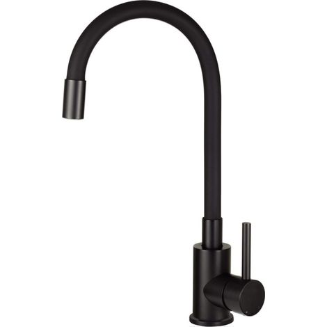 Miscelatore cucina in acciaio con bocca elastica finitura nero - Luvo