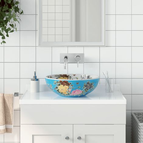 Lavabo sobre encimera redondo cerámica multicolor Φ41x14 cm