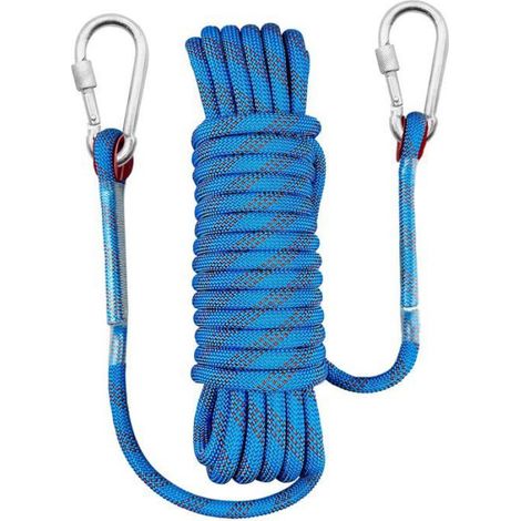 Corde Escalade - 10 mm - 10 m - Statique - Avec 2 Mousquetons - Pour Descente En Rappel Et Sauvetage (1/4)