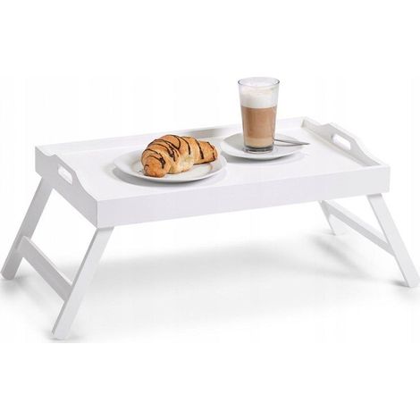 Zeller Bandeja de cama madera blanca 56,5 x 35,5 cm