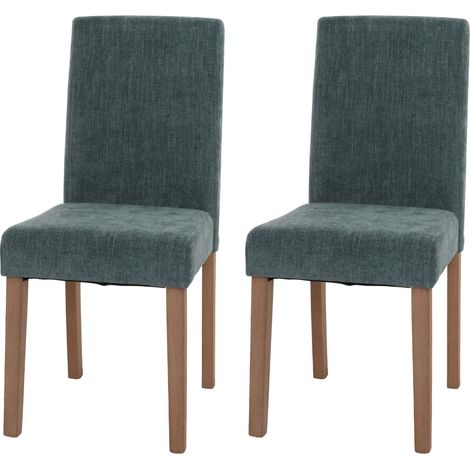 Lot de 2 chaises de salle à manger Littau, chaise de cuisine à dossier haut, tissu/textile chenille bois vert, pieds c (1/2)