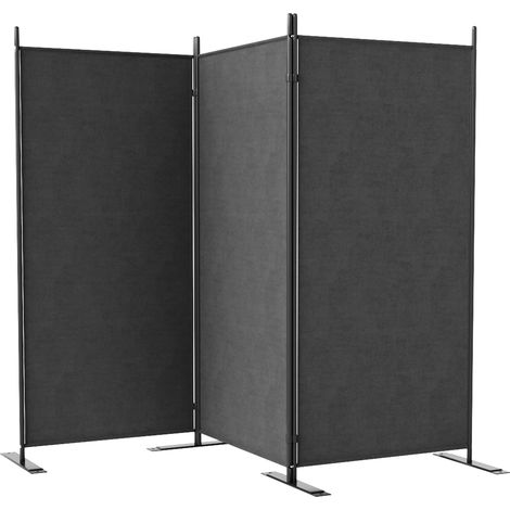 Paravent extérieur à 3 panneaux pliable et réglable, en polyester et métal, 252x44x176 cm, Gris Charbon (1/5)