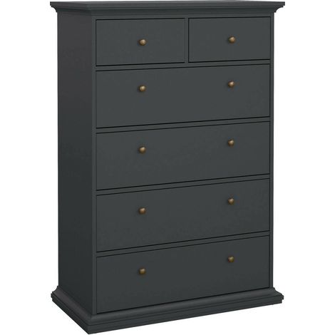 Dmora - Kommode Gaetana, Mehrzweckkommode, Schlafzimmerkommode, Schrank mit Schubladen, 96x49 h139 cm, Grau