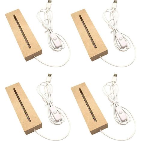 Socle lumineux rectangulaire en bois, LED pour acrylique, cristal, veilleuse --- (1/5)