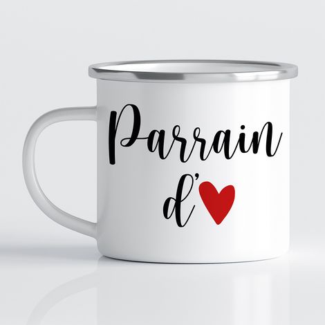 Tasse - Mug Émaillé - Parrain d'amour - MUG BORD ARGENT (300 ml) (1/3)
