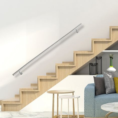 Edelstahl Handlauf Edelstahl Wandhandlauf Wand Geländer Treppe Stange Brüstung Griff Treppenhandlauf Ttreppengeländer Rundhandlauf - 140 x Ø4,2 cm