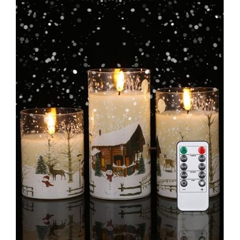 3PCS Bougie LED Flamme Vacillante, bougie led telecommande, fausse bougie mit Minuterie, bougie electrique, décoration noel, Bougie Noel,Bougies Led Sans Flamme pour Anniversaire, Mariage, Table [Clas (1/5)