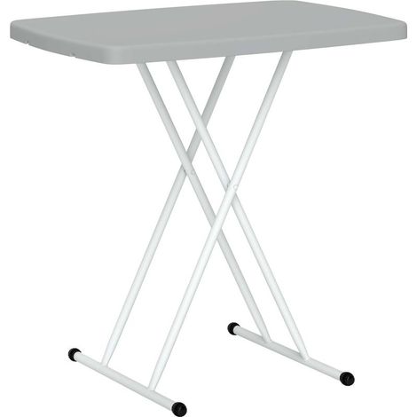 Table d'appoint pliable en HDPE table pliante hauteur réglable sur 6 niveaux pour patios jardins 76 x 50 x 74 cm gris (1/5)