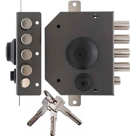 SERRATURA TRIPLICE C/ASTE E60 DX "TECO T1460" C/POMOLO+SCROCCO CHIAVE CE