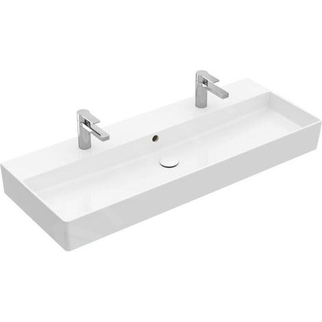Villeroy & Boch Memento 2.0 lavabo mural, 2 trous pour robinet, (1/5)