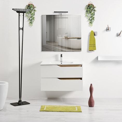 Mobile bagno sospeso 80 con cassetti GRACE2 bianco lucido (1/5)