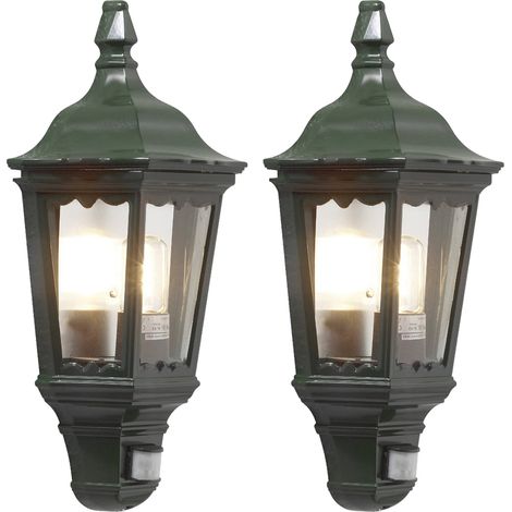 2er-Setgrüne Wandleuchte Halbschale mit Bewegungsmelder, FIRENZE, E27, Aluminium (1/4)