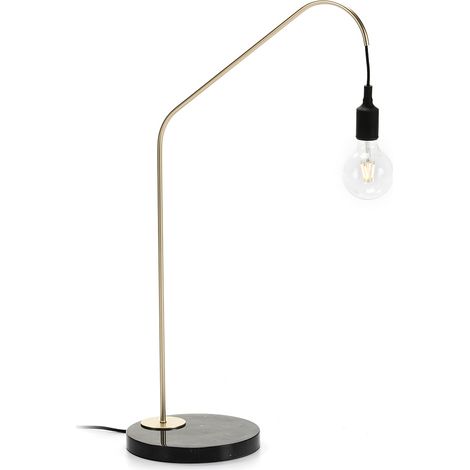 Lampe de Table 35x25x58 Marbre Noir/Métal Doré
