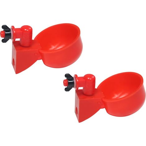 Distributeur d'eau Automatique en Plastique Rouge pour Poulets et Cailles Lot de 2 Pièces, Facile à Utiliser pour Abreuvoirs de Poulailler (1/5)