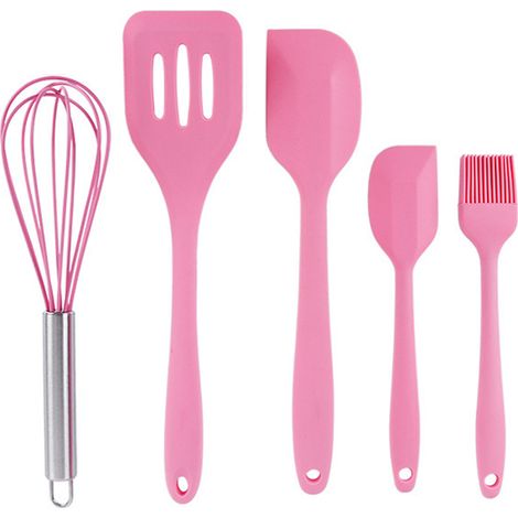 Ensemble Ustensiles Cuisine Silicone - Poignée Ergonomique - Résistant Chaleur Et Lavage - Pour Pâtisserie Et Cuisson Quotidienne - Lot De 5 Pièces (1/5)
