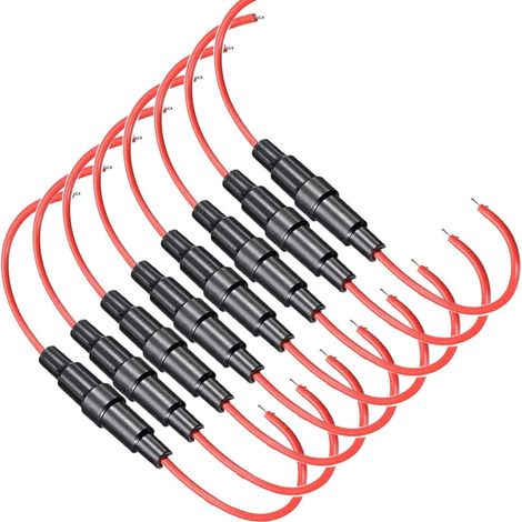 8pcs 32V 20A 6 × 30mm Porte-fusible Type à vis en Ligne avec Fil 16 AWG (1/4)