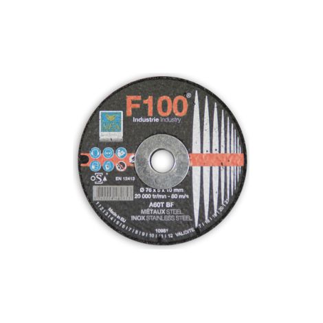 Disque à tronçonner F100 métaux inox 76X5X10mm SEA