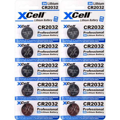 10er Spar-Set XCell CR2032 Lithium-Knopfzelle 3V / 220mAh (2x5er Pack) (1/2)