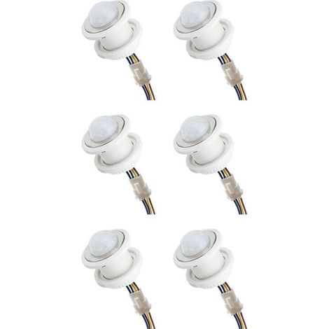 Lot de 6 Détecteurs de Mouvement Mini PIR 110-220V Temporisation Réglable Détection Infrarouge Intelligente (1/4)