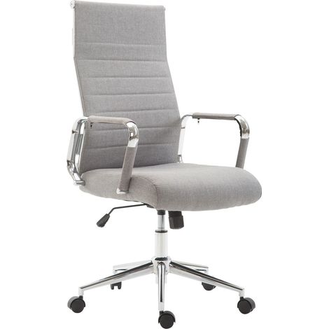 Fauteuil de bureau en tissu gris avec assise rembourrée pivotant BUR10235 (1/4)