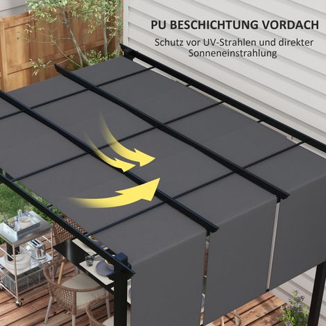 Store de terrasse imperméable, tonnelle résistante aux intempéries, fixation incluse, 3 x 3,5 m, gris anthracite (1/5)