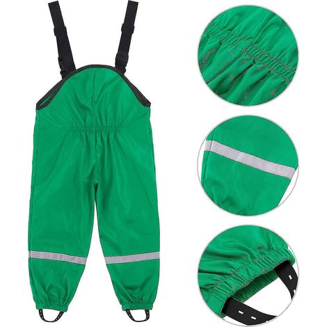 Salopette de pluie unisexe pour enfants, coupe-vent et imperméable, pantalon boueux - 140 - Vert (1/5)