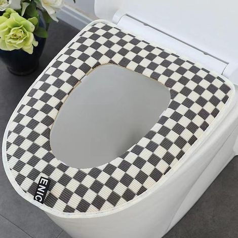 1 siège de toilette imperméable pour usage domestique (gris), siège de toilette universel avec fermeture éclair, coussin chauffant, compatible avec la plupart des toilettes (sans autocollants) (1/5)