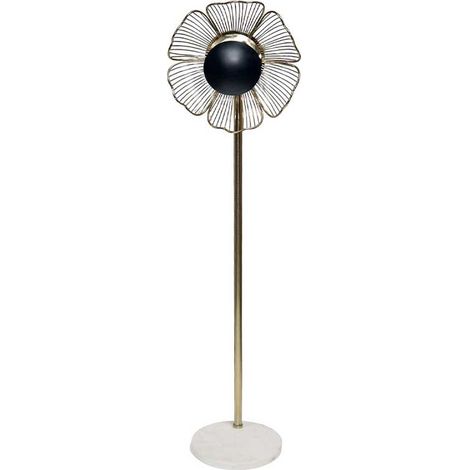 Lampadaire fleur doré pied marbre blanc 41x26x142cm (1/2)