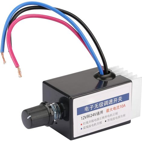 DC Universal DC Speed Controller 12V/24V Upgraded Motor Speed Controller Switch with Heat Sink for Car Truck Fan Heating Control (1/5)
