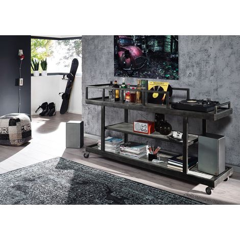 scaffale in legno di Mango 188x50x106 grigio scuro laccato HEAVY INDUSTRY #109 (1/3)