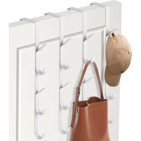 Lot de 4 Crochets Verticale Porte, Gain de Place, Acier Inoxydable, Pratique pour Vêtements, Serviettes et Peignoirs (1/5)