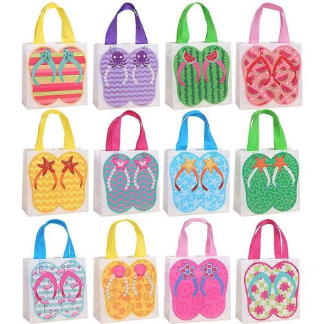 Lot de 12 sacs cadeaux hawaïens en tissu non tissé, imperméables.-20x20cm (1/4)