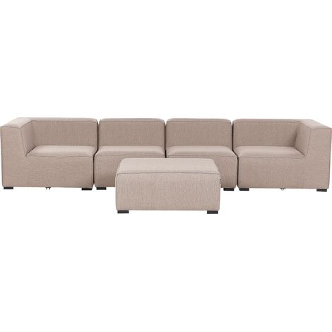 Gartensofa mit Ottomane 4-Sitzer AREZZO Beige modular (1/5)
