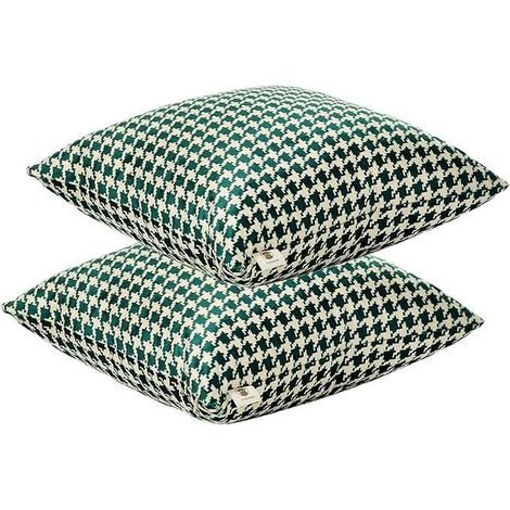 Fundas de almohada decorativas de 40x40 cm, 2 unidades, estampado de pata de gallo verde.