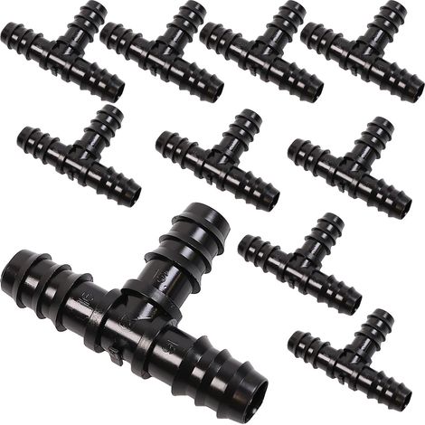 T-Y pour tuyau de goutte-à-goutte, tube de dérivation d'eau 16 mm, lot de 10 (1/4)