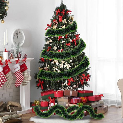 Guirlande De Paillettes - Guirlande Festive En Plastique Vert 2 M - Décoration De Noël Pour Arbre, Cheminée, Porte, Intérieur Extérieur - 1 Pièce (1/4)