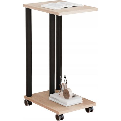 Table d'appoint sur roulettes - table d'appoint mobile pour salon de style loft (1/5)