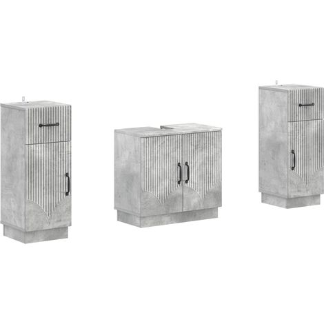 Maison Exclusive - Ensemble de meuble de salle de bain 3 pièces HOORN Gris béton (1/5)