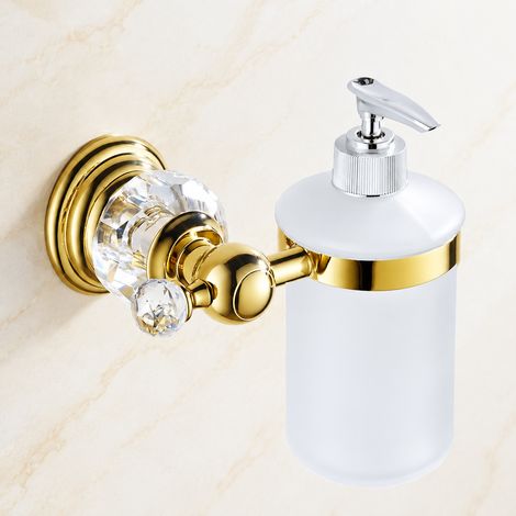 Distributeur de savon cristal doré mural pour salle de bain en acier inoxydable 500 g – Livraison gratuite (1/4)