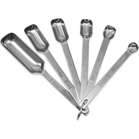 Sollbry 6 Stück Messlöffel, Küchenmesslöffel, Kochmesslöffel, mit Volumenskala, zum Kochen von Gewürzen, Flüssigkeiten, Eis (1/5)