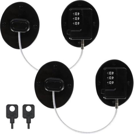 2Pcs Verrou de Réfrigérateur Avec Code,Cadenas Frigo,Bloque Porte Frigo,Serrure Frigo,Pour Réfrigérateur, Portes et Tiroirs,Fenêtres (1/4)