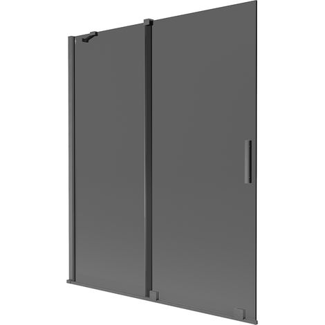 Mexen Velar parete doccia a due ante scorrevoli 140 x 150 cm, grafite, grigio canna di fucile spazzolato - 896-140-000-41-66 (1/2)