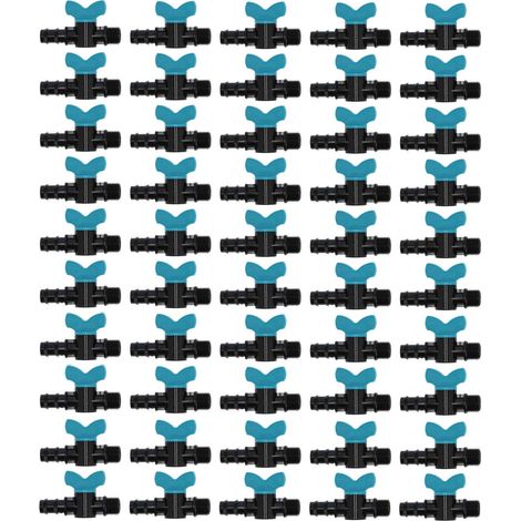 50 vannes à bille filetées mâles 25x3/4in, lot de 50 pièces, robinets d'irrigation en plastique pour jardin