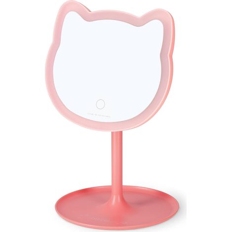 Miroir de Maquillage avec lumière - Miroir de Maquillage en Forme de Chat, luminosité et Inclinaison réglables, Double Alimentation USB ou Batteries, pour Maquillage (1/5)