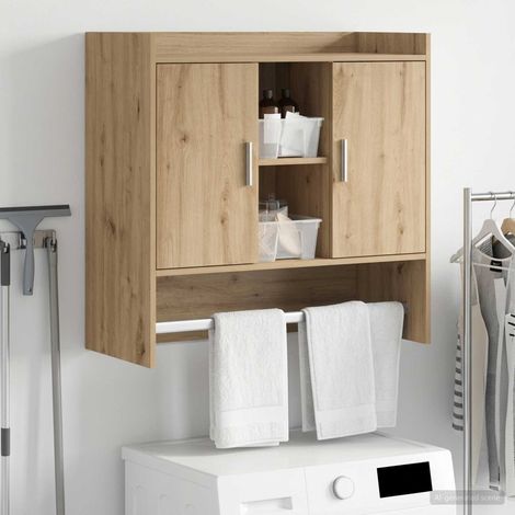Étagère murale avec portes en bois d’ingénierie chêne artisanal 80 x 36 x 80 cm - PANGIVO (1/5)