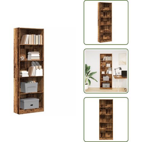 Bücherregal Altholz-Optik 60x24x176 cm Holzwerkstoff - Bücherregal - Bücherregale - Bücherschrank - Bücherschränke (1/5)