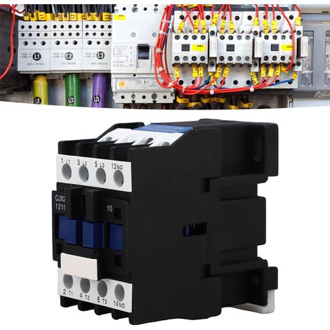 Contacteur CA triphasé 1NO 12A, type rail DIN, 220 V AC, avec contacts argentés (1/5)
